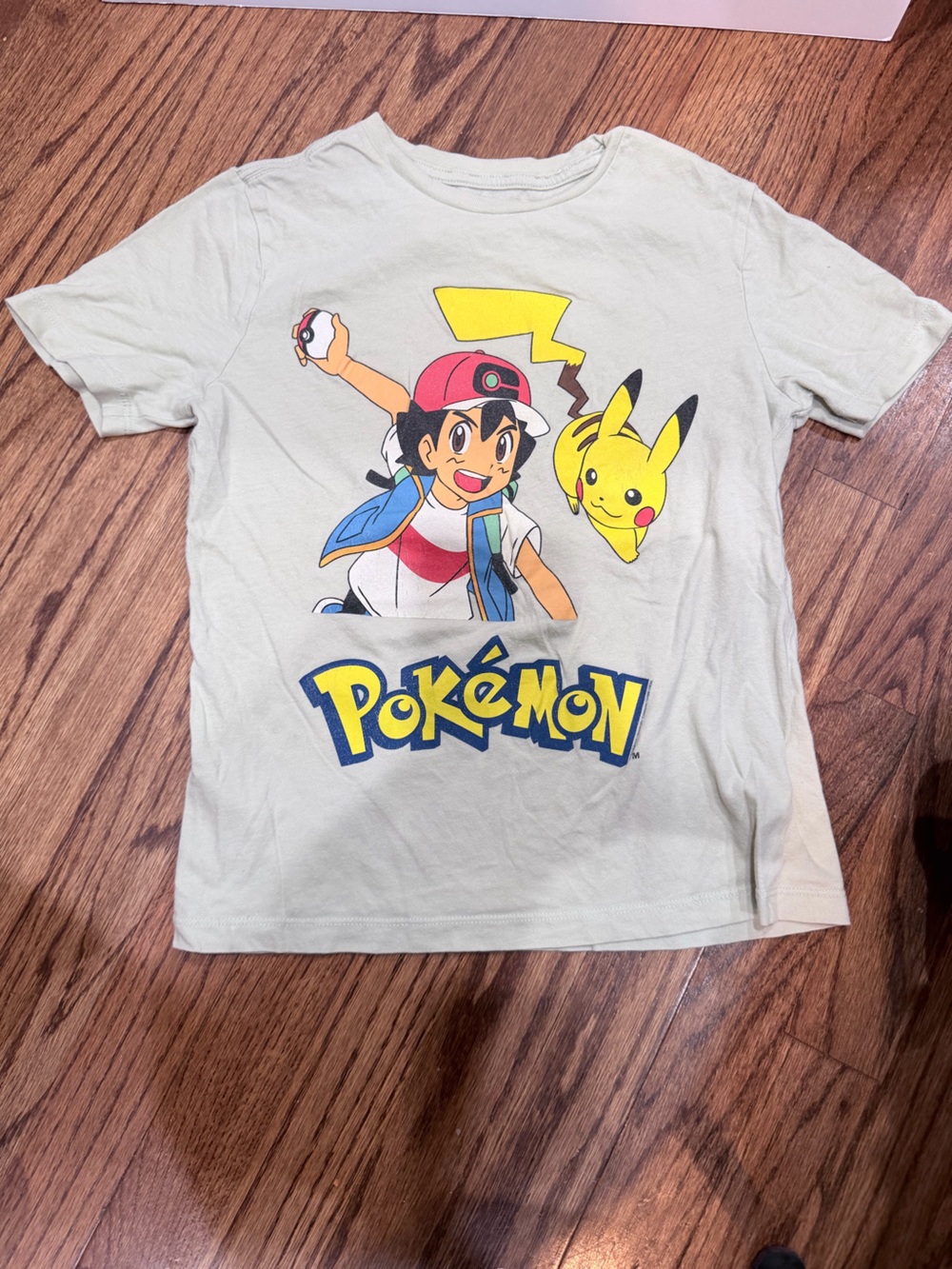Old Navy Light Cream Pokémon Graphic Tee with Pikachu & Ash